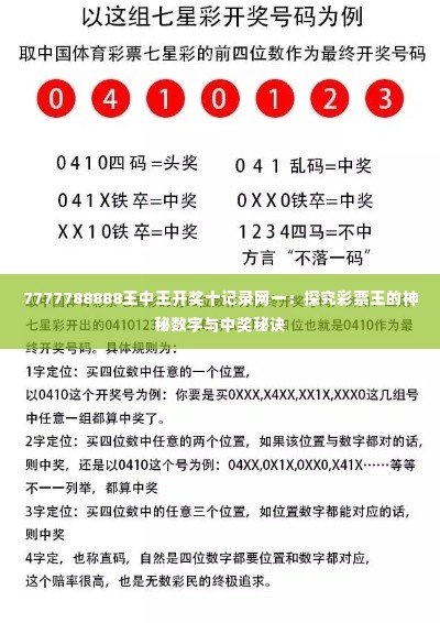 7777788888王中王开奖十记录网一：探究彩票王的神秘数字与中奖秘诀