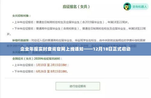 企业年报实时查询系统上线通知，12月18日正式启动服务