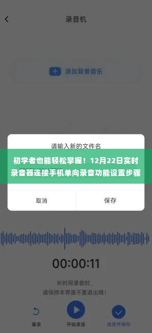 初学者指南，手机实时录音器连接与单向录音功能设置详解（12月22日更新）