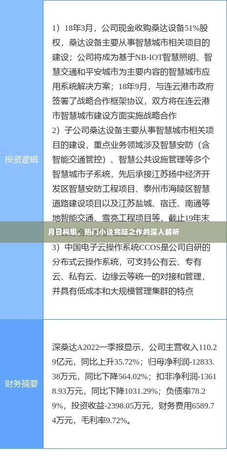 热门小说完结之作月日构想深度解析