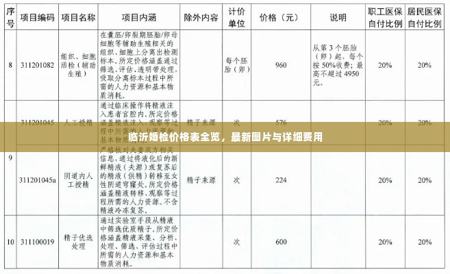 临沂婚检价格表全览，最新图片与详细费用