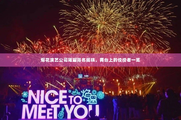 烟花演艺公司璀璨排名揭晓，舞台上的佼佼者一览